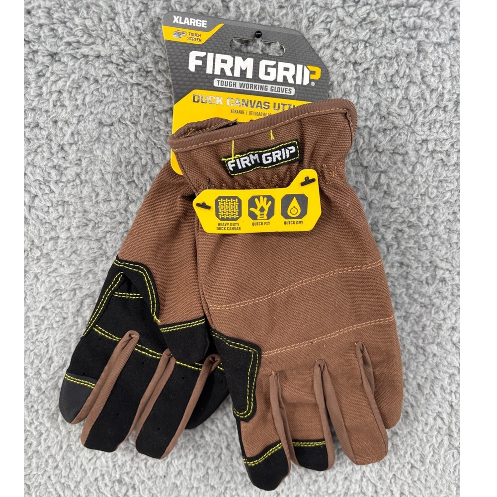 Firm Grip Duck CanvasTough Working Gloves UtilityTouchScreen Men's Sz XL NWT